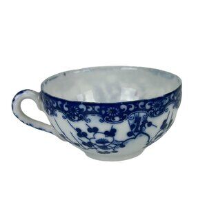 Made in Occupied Japan Blue & White Thin Bone China Teacup Vintage Floral